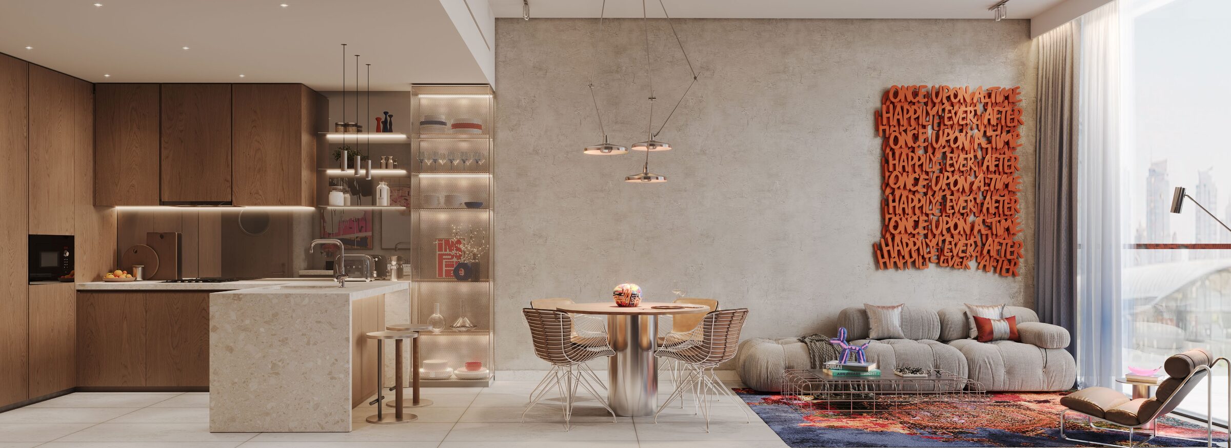 Living e cucina arredati
